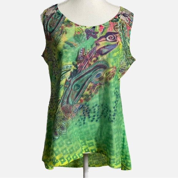 Shoreline Tops - Shoreline Psychedelic‎ Colorful Hi Low Sleeveless Tank Top
